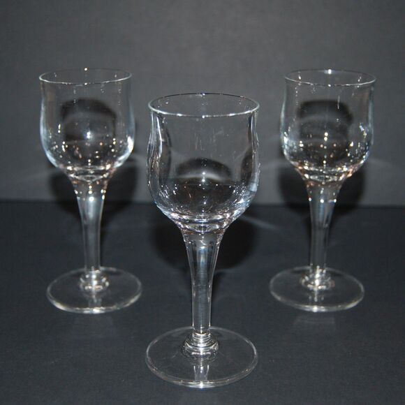 Other - SET OF 3 SMALL - CRYSTAL SHORT WINE GLASS / GOBLETS / PORT GLASSES 4.75 INCH